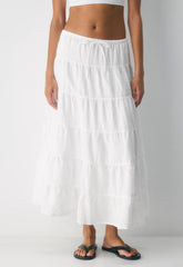 Bouquet Linen Skirt - WHITE