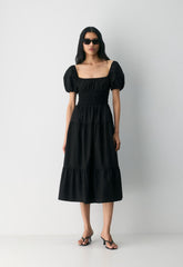 Allegoria Poplin Dress - BLACK