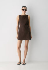 Bond Linen Dress - RICH MOCHA BROWN
