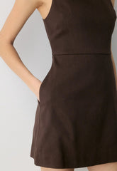 Bond Linen Dress - RICH MOCHA BROWN