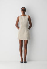 Bond Linen Dress - CBT STRP UNDYD ECR/WT