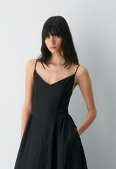 Technique Linen Dress - BLACK