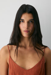 Technique Linen Dress - MARINER TERRACOTTA