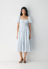 Allegoria Poplin Dress - CRMN STRP DEW BL/WHT