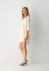 Fan Satin Dress - LIGHT BIRCH