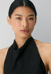 Audience Satin Maxi Halter Dress - BLACK