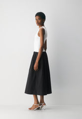 Worldly Poplin Dress - BLACK /BRIGHT WHT