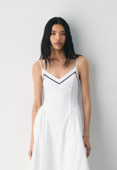 Technique Poplin Cami Dress - BRIGHT WHITE/ADMIRAL