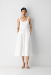 Revive Poplin Dress - BRIGHT WHITE