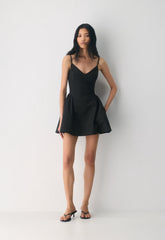 Technique Poplin Mini Cami Dress - BLACK
