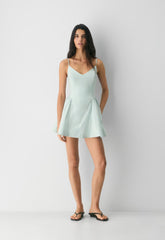Technique Poplin Mini Cami Dress - AGAVE GREEN
