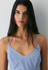 Technique Poplin Cami Dress - SRPHN CHCK WT/FRNCH BL