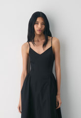Technique Poplin Cami Dress - BLACK