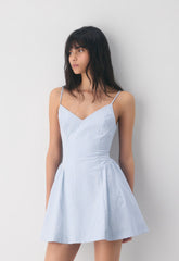 Technique Poplin Mini Cami Dress - INGRD STRP FR BL/B WH