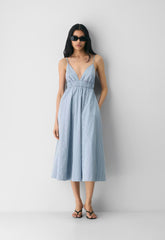 Encourage Poplin Cami Dress - MTCHLL STRP DW BL/H NV