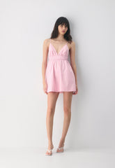 Encourage Poplin Mini Cami Dress - MTCHL STRP JB PK/B WH