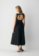 Tina Poplin Dress - BLACK