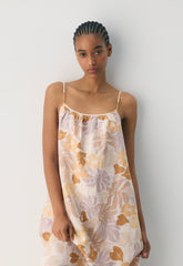 Wellbeing Linen Dress - BARE ROSE/ YELLOW