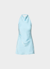 Audience Satin Mini Halter Dress - PANORAMA BLUE