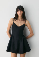Technique Linen Mini Dress - BLACK