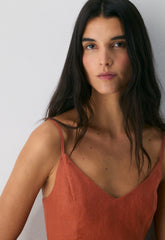 Technique Linen Mini Dress - MARINER TERRACOTTA