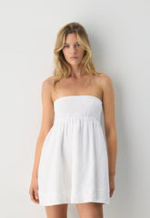 Manuella Linen Dress - WHITE