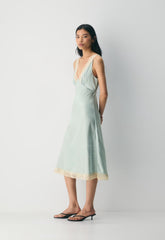 Daisychain Satin Dress - AGV GRN/SPRKNG CHMPGN