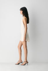 Audience Satin Mini Halter Dress - BIRCH/ RCH M BRWN