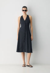 Ventura Linen Halter Dress - ADMIRAL