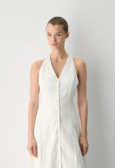 Ventura Linen Halter Dress - LIGHT BIRCH
