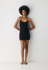 HomeStretch™ Smooth Component Halter Dress - RICH MOCHA BROWN