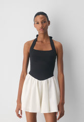 Courtyard Poplin Dress - LIGHT BIRCH/BLACK
