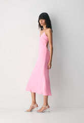 Duskfall Satin Dress - JELLYBEAN PINK