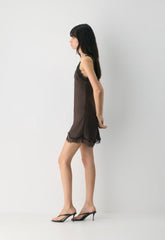 Suite Satin Dress - RICH MOCHA BROWN/BLACK
