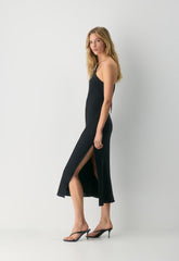 Champagne Satin Dress - BLACK