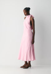 Tidal Satin Halter Dress - MILKSHAKE PINK