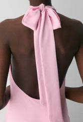 Tidal Satin Halter Dress - MILKSHAKE PINK