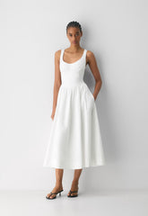 Bergamot Poplin Dress - BRIGHT WHITE