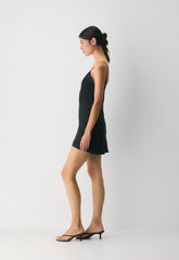 Curfew Satin Dress - BLACK