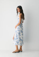 Barrafina Linen Dress - WHITE/ FR BLUE