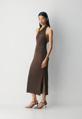 Smooth Matter™ Shadowplay Halter Dress - RCH MC BRN /GOLD
