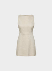 Bond Linen Dress - CBT STRP UNDYD ECR/WT