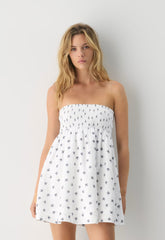 Manuella Linen Dress - WHITE/HARBOUR NAVY