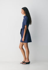 Eleta Linen Mini Dress - SUSAN STRPE HRBR NV/W