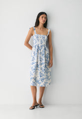 Golden Hour Linen Dress - WHITE/ FR BLUE