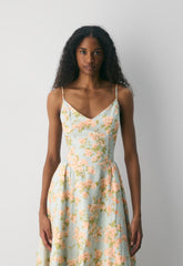 Technique Linen Dress - AGAVE GREEN/SOFT PEACH