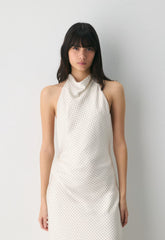 Audience Satin Maxi Halter Dress - BIRCH/ RCH M BRWN