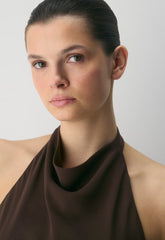 Fête Chiffon™ Audience Mini Halter Dress - RICH MOCHA BROWN