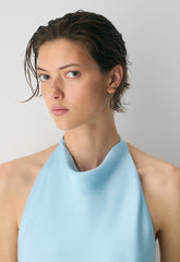 Audience Satin Full Halter Dress - PANORAMA BLUE