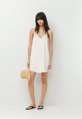 Bora Linen Halter Dress - MARTINI OLIVE